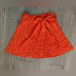 Forever 21 orange floral wrap skirt